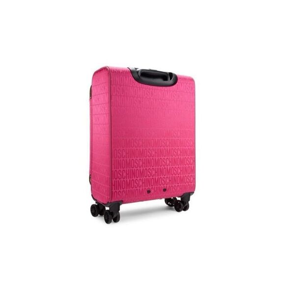 Moschino New All-Over Logo Nylon Trolley Case in Pink - Picture 4 of 16